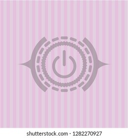 power icon inside retro pink emblem