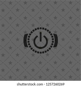 power icon inside retro style black emblem