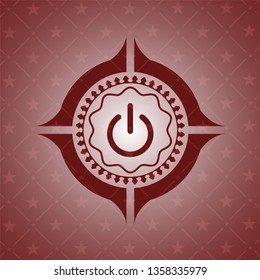 power icon inside retro style red emblem