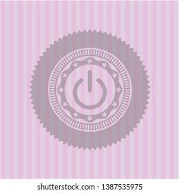 power icon inside retro style pink emblem