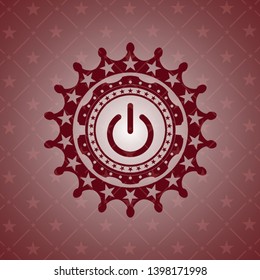 power icon inside retro style red emblem