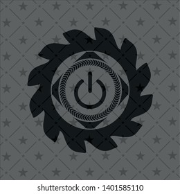 power icon inside retro style black emblem