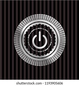 power icon inside silvery badge or emblem