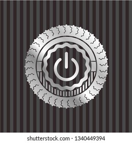 power icon inside silvery shiny badge
