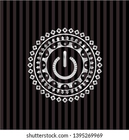 power icon inside silvery shiny badge