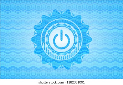 power icon inside water representation emblem.