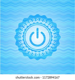 power icon inside water style badge.