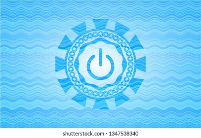 power icon inside water wave concept emblem background.