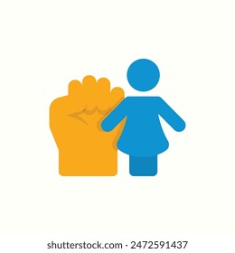 icono de poder, ilustración aislada del icono del día de las mujeres del color plano