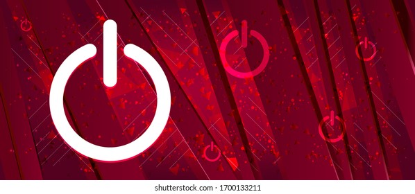 Power icon isolated on Abstract design bright red banner background