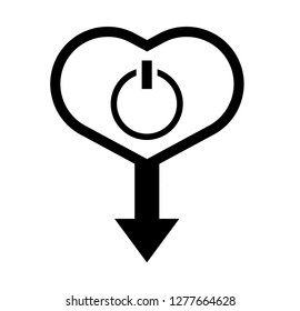 Power icon and map pin. logo concept. Designed for your web site design, logo, app, UI