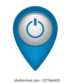 Power icon and map pin. logo concept. Designed for your web site design, logo, app, UI