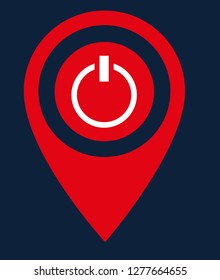 Power icon and map pin. logo concept. Designed for your web site design, logo, app, UI