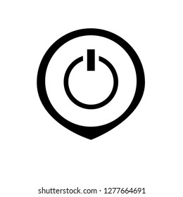 Power icon and map pin. logo concept. Designed for your web site design, logo, app, UI