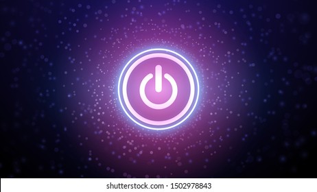 power icon on abstract galaxy cosmos, vector technology background, speed internet connection background