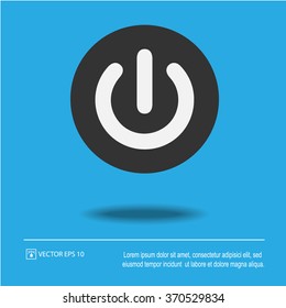 Power icon on blue background. Start button symbol. Isolated vector illustration EPS 10.