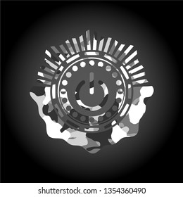 power icon on grey camo pattern
