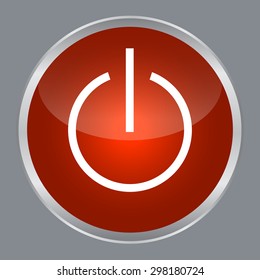 Power icon on red circle button for use.
