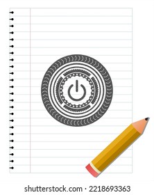 power icon pencil strokes emblem. Vector Illustration. Detailed. 