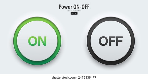 Power icon. A set of A set of active and inactive buttons have neon lights with Power symbols. 3D icon in trendy neumorphic style for apps, websites, interfaces. UI UX elements. Vector illustration.