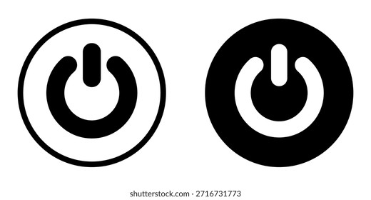 Conjunto de iconos de energía. Una ilustración limpia y simple de un ícono de Botón de energía en variaciones en blanco y negro. Perfecto para representar la potencia, el control y la funcionalidad del dispositivo electrónico.