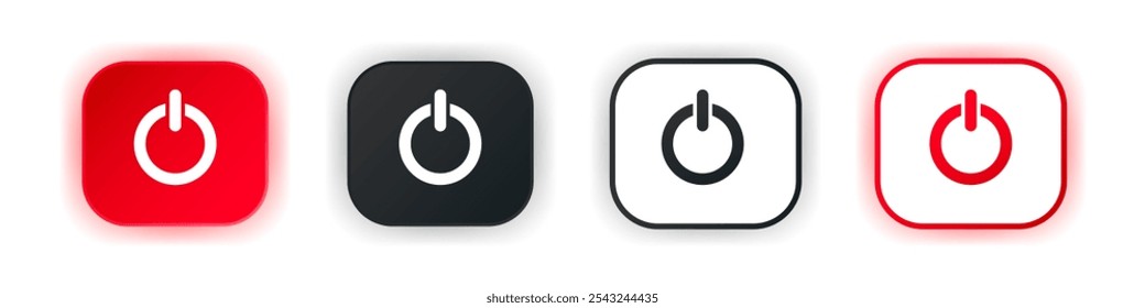 Conjunto de ícones de energia. Design para ícones de aplicativos.  Modelo de botão. Ilustração vetorial. 