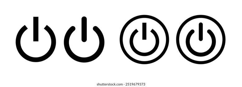 Power Icon set for Graphic Design Projects. Switch sign and symbol. Electric power. vector.