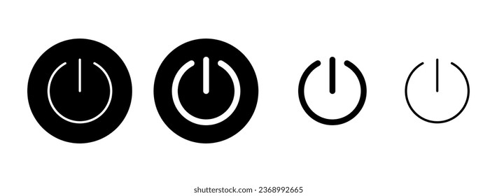 Icono de encendido, ilustración. Símbolo y signo del interruptor de encendido. Energía eléctrica