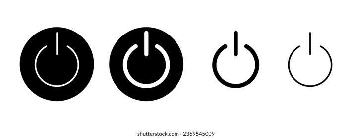 Icono de encendido, ilustración. Símbolo y signo del interruptor de encendido. Energía eléctrica