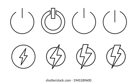 Power icon set. Power Switch Icon. Electric power