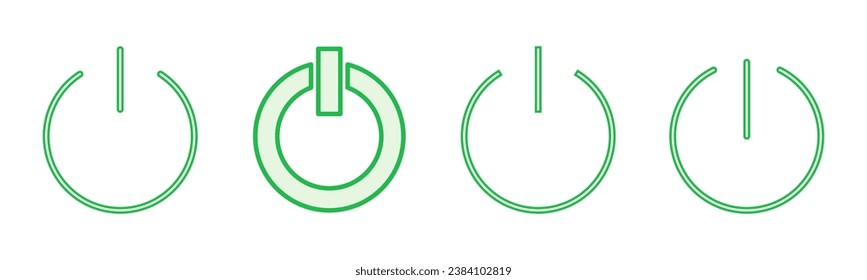 Conjunto de iconos de alimentación. Icono del interruptor de encendido. Energía eléctrica