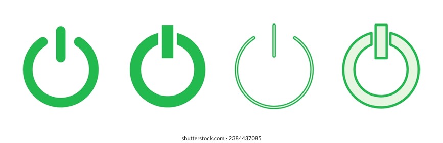 Conjunto de iconos de alimentación. Icono del interruptor de encendido. Energía eléctrica