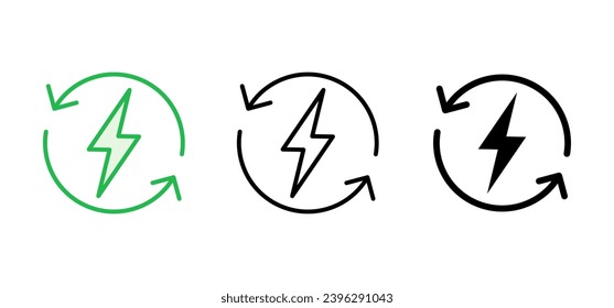 Conjunto de iconos de alimentación. Icono del interruptor de encendido. Energía eléctrica