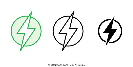 Conjunto de iconos de alimentación. Icono del interruptor de encendido. Energía eléctrica