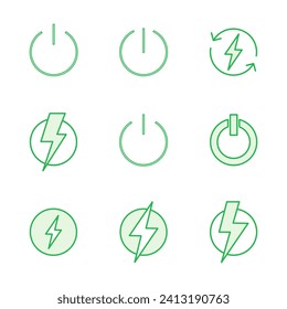 Power icon set. Power Switch Icon. Electric power
