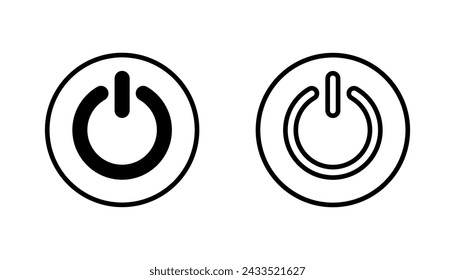 Conjunto de iconos de encendido. Icono del interruptor de encendido. Energía eléctrica