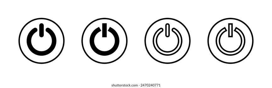 Conjunto de iconos de encendido. Icono del interruptor de encendido. Energía eléctrica