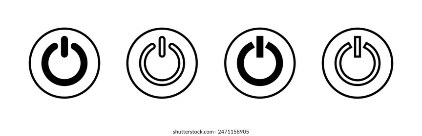 Conjunto de iconos de encendido. Icono del interruptor de encendido. Energía eléctrica