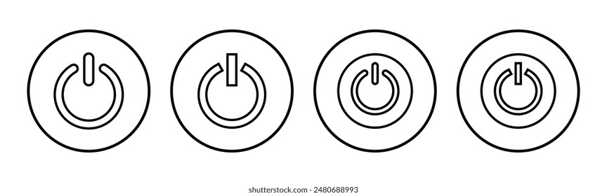 Conjunto de iconos de encendido. Icono del interruptor de encendido. Energía eléctrica