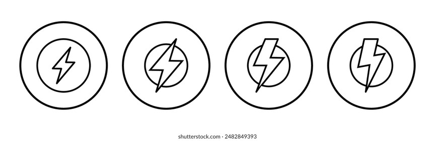 Conjunto de iconos de encendido. Icono del interruptor de encendido. Energía eléctrica