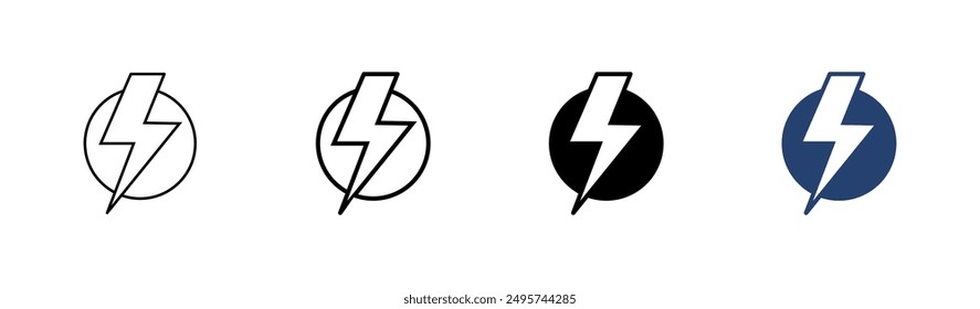 Conjunto de iconos de encendido. Icono del interruptor de encendido. Energía eléctrica