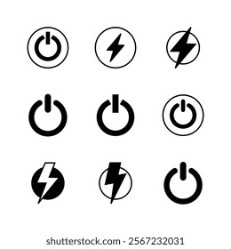 Power icon set. Power Switch Icon. Electric power