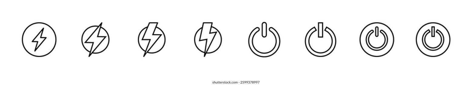 Power icon set. Power Switch Icon. Electric power