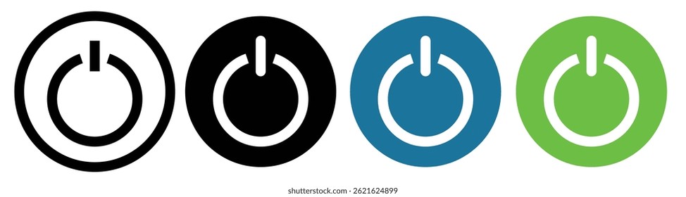 Conjunto de iconos de energía. Icono del interruptor de alimentación. Energía eléctrica. Vector del icono del Botón de poder aislado en el fondo blanco
