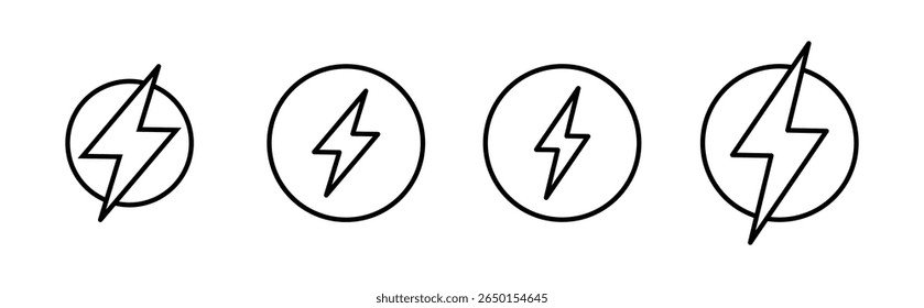 Conjunto de iconos de energía. Icono del interruptor de alimentación. Energía eléctrica