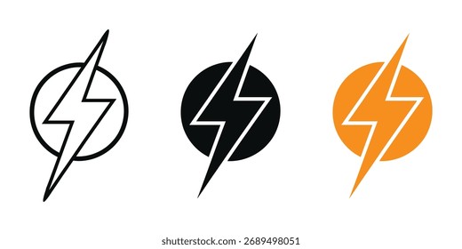 Conjunto de iconos de energía. Icono del interruptor de alimentación. Vector de energía eléctrica. Ilustración vectorial de energía, energía e innovación eléctrica.