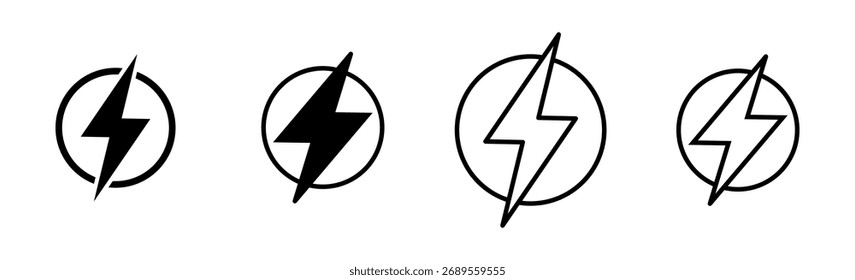 Conjunto de iconos de energía. Icono del interruptor de alimentación. Energía eléctrica