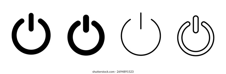Conjunto de iconos de energía. Icono del interruptor de alimentación. Energía eléctrica