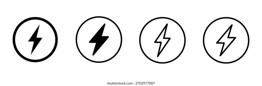 Conjunto de iconos de energía. Icono del interruptor de alimentación. Energía eléctrica