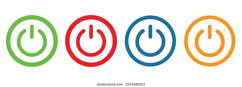 Power icon set. Power Switch Icon. On off power button icon. Switch on switch off icon, vector illustration